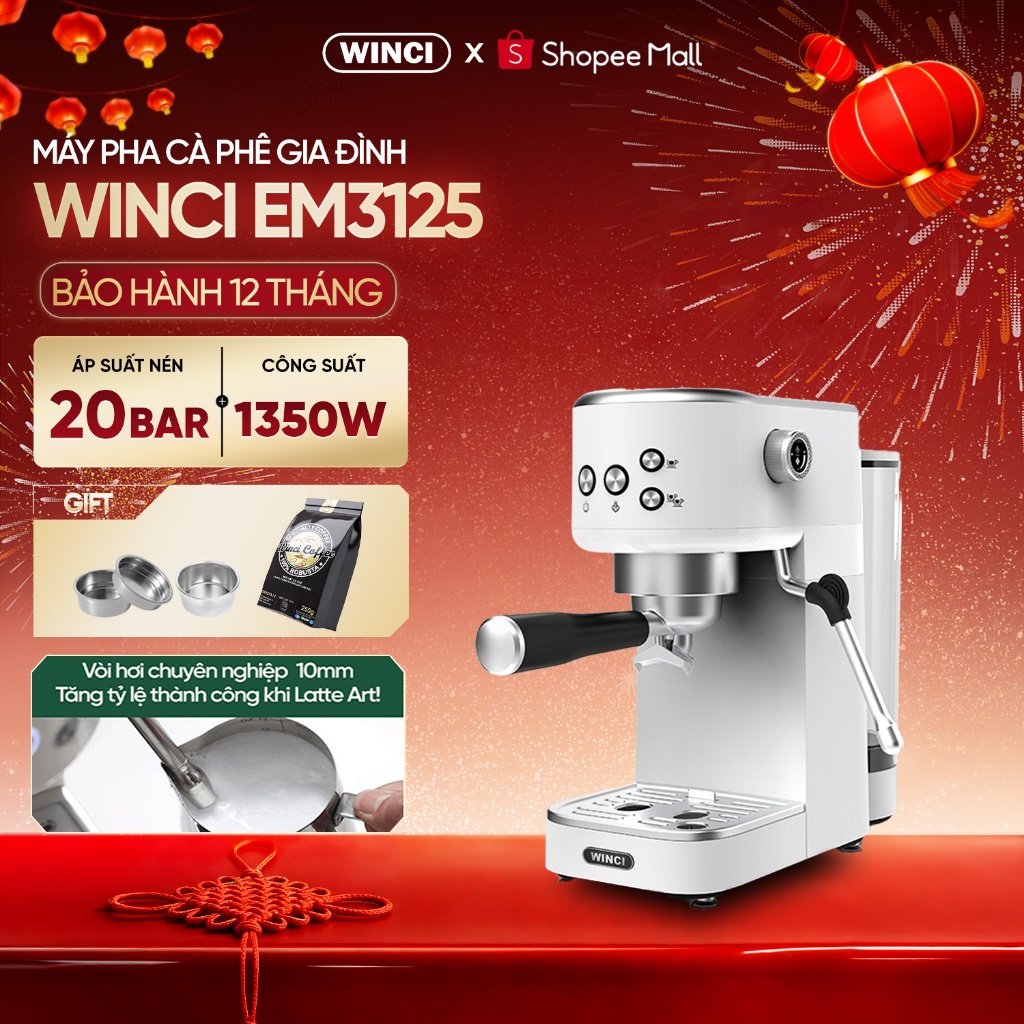 [Bao Gồm VAT] Máy pha cà phê tự động Espresso Winci EM3125, Bảo hành 1 năm
