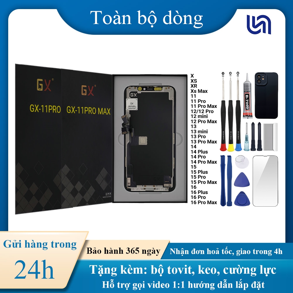 Màn hình GXOLED/HD chính hãng tương thích IP X/XS/XR/Xs Max/11/12/13/MINI/14/15/16/Pro/Plus/Pro Max
