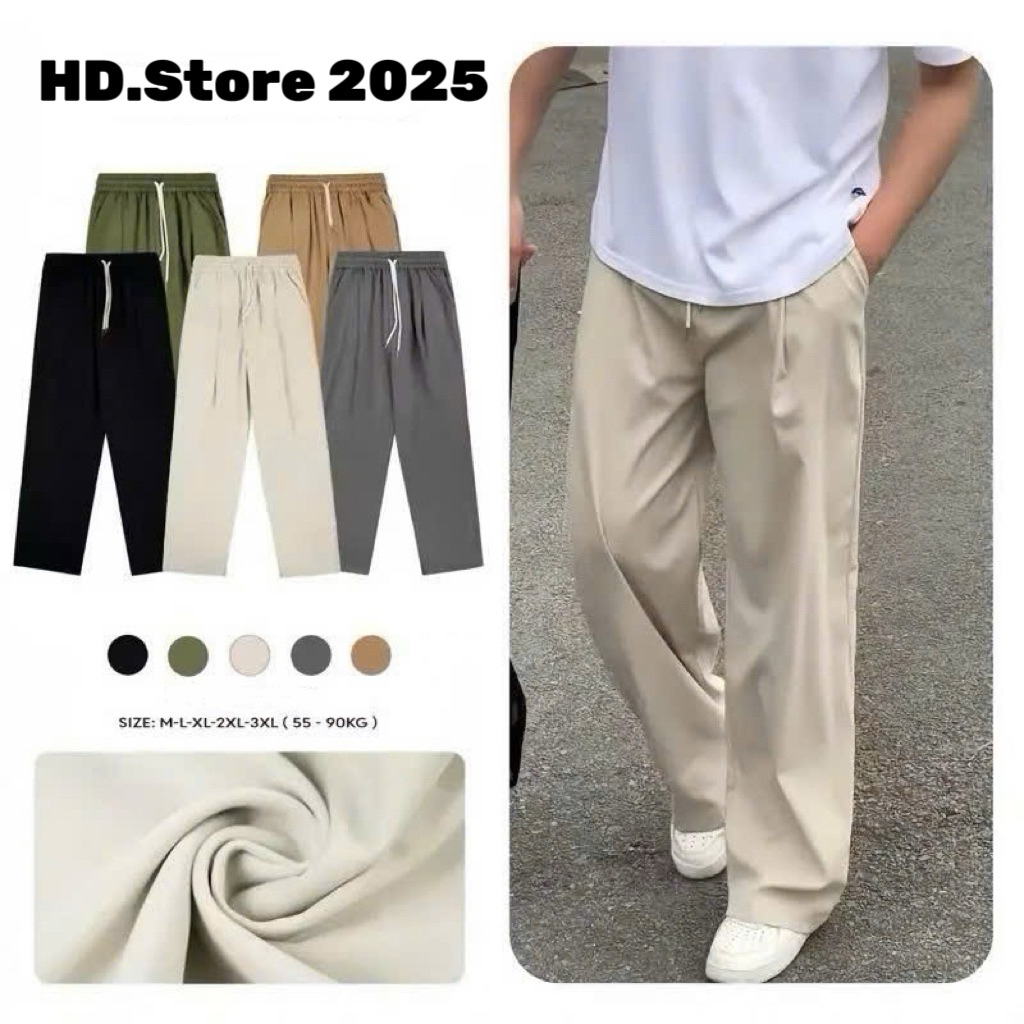 Quần kaki dù xếp ly ống rộng chất liệu mềm mại thoáng mát HD.Store 2025