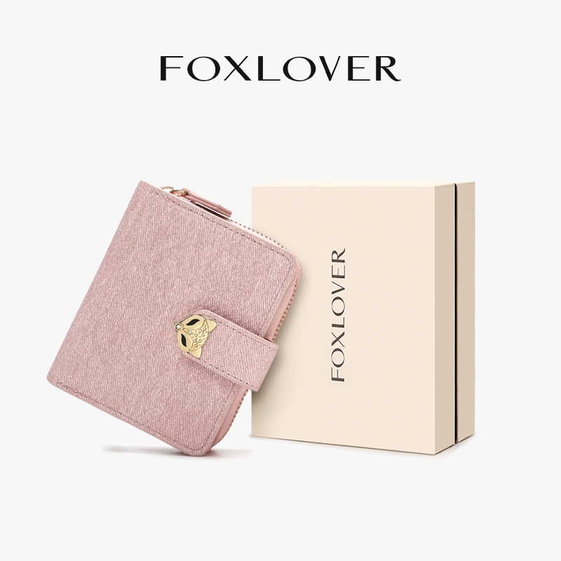 FOXLOVER Ví nữ Dáng ngắn 14 ngăn thẻ Đơn giản thời trang Tặng kèm hộp quà Thích hợp làm quà tặng