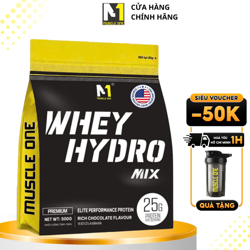 Whey Protein Hydro 500G - Hỗ Trợ Tăng Cơ Giảm Mỡ + Tặng Bình Lắc
