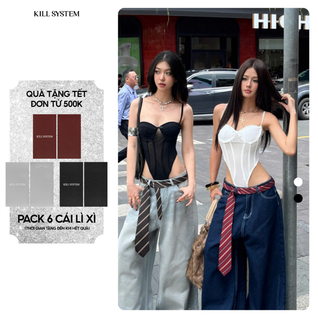 Áo 2 dây bodysuit xuyên thấu sexy tôn dáng SUNBEI - 𝐊𝐈𝐋𝐋 𝐒𝐘𝐒𝐓𝐄𝐌