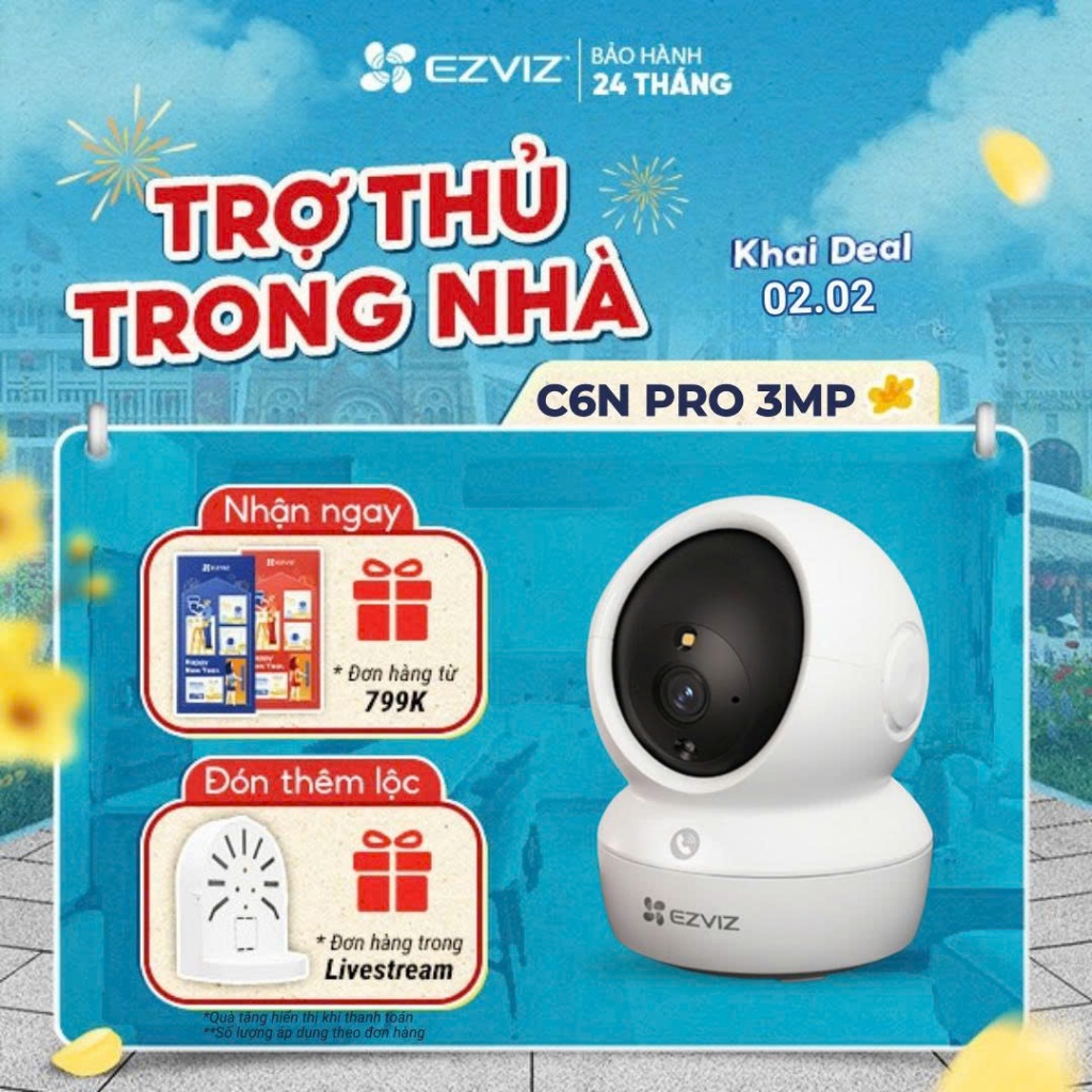 Camera WIFI EZVIZ C6N Pro 3MP Trong nhà, Quay Quét 360 Độ, Đàm Thoại 2 Chiều - Bản nâng cấp của C6N