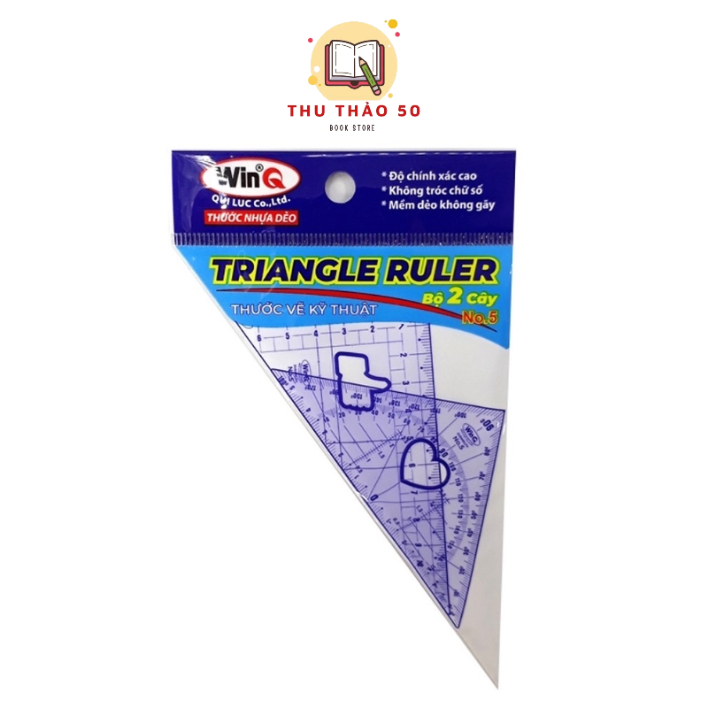 [ 2 BỘ ] Bộ thước Êke Eke nhỏ No.5 WinQ - Văn phòng phẩm Thu Thảo