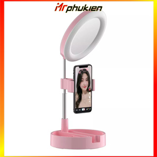 Đèn Livestream gương D1 tích hợp gương trang điểm kèm giá đỡ điện thoại để bàn có thể gấp gọn đa năng, mrphukien