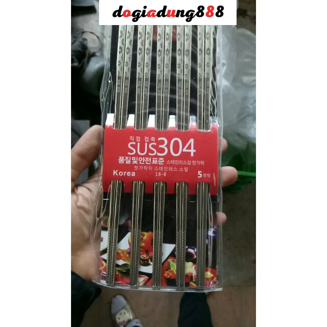 Bộ 5 đôi đũa inox 304 cao cấp.