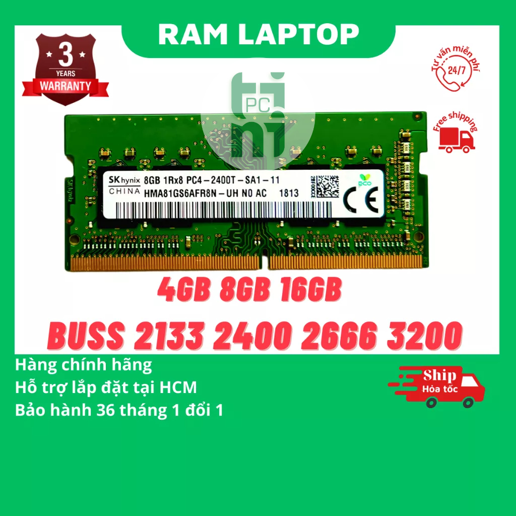 Ram Laptop / PC Máy Bàn DDR4 4GB 8GB 16GB Bus 2133/2400/2666/3200 Samsung Hynix Zin Tháo Máy