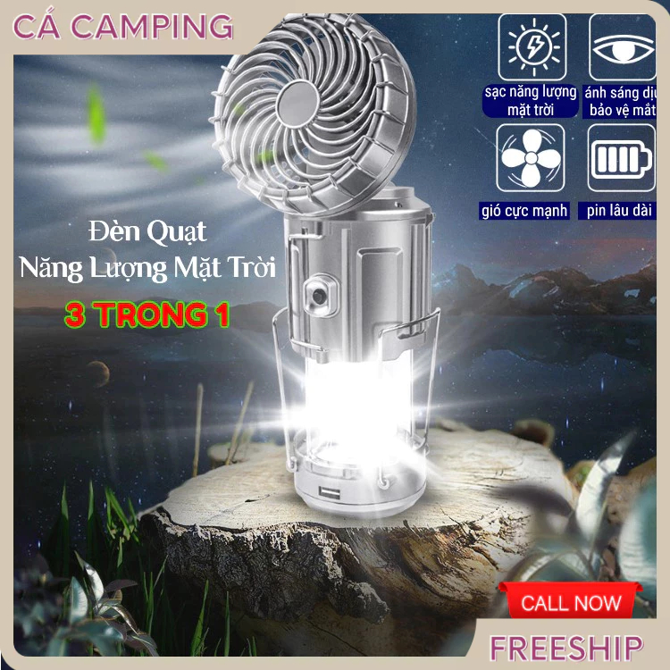 [YPX9] Đèn năng lượng mặt trời, đèn tích điện 3in1 chiếu sáng, kèm quạt tích điện vô cùng tiện lợi