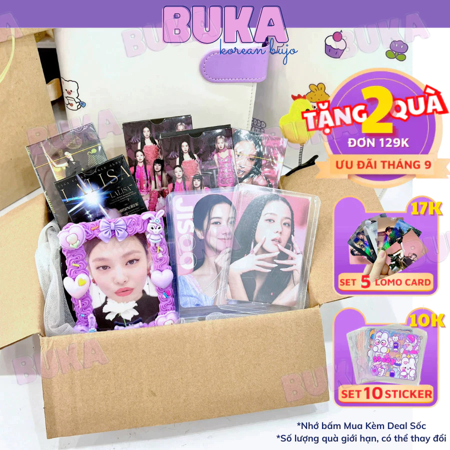 Lomo Card Đen Hồng Hologram BuKa card bo góc album thần tượng mới nhất Kpop hộp 50 card ảnh