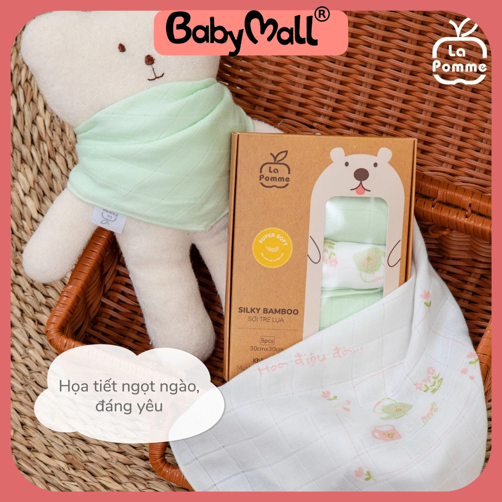 Khăn sữa sợi tre lụa La Pomme - K001