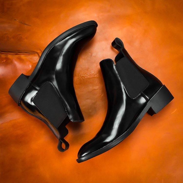 Giày Chelsea Boot nam da pu cao cấp, giày bot cao 3,5cm đế khâu chắc chắn