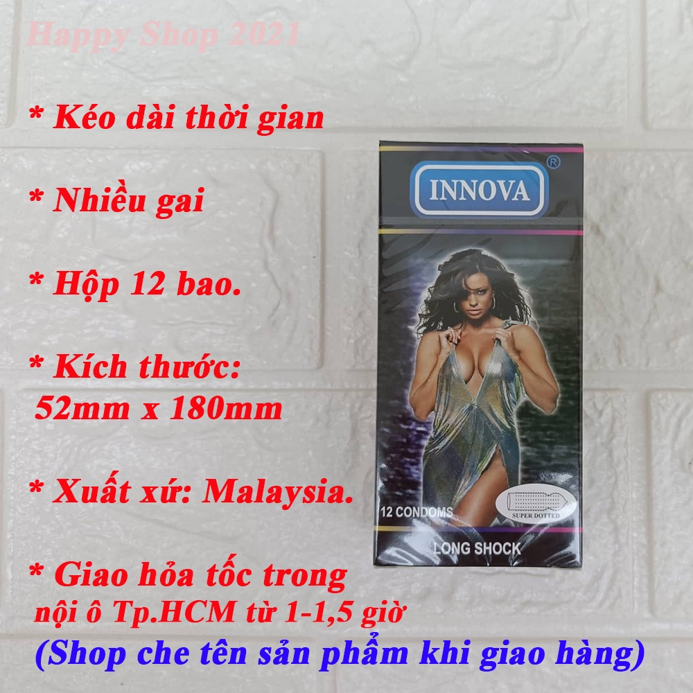 Bao cao su kéo dài thời gian gai INNOVA đen hộp 12 bao - chống xuất tinh sớm