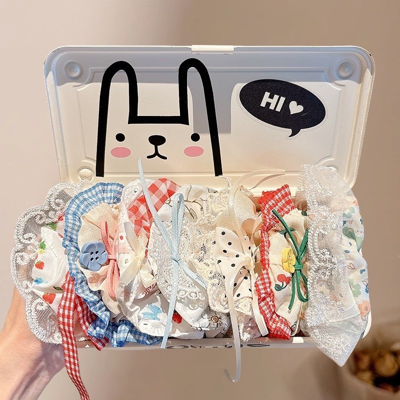 【Scrunchie】Set 10 Dây Buộc Tóc / Cột Tóc Scrunchies To Phồng Đẹp Thời Trang Hàn Quốc Phụ Kiện Tóc