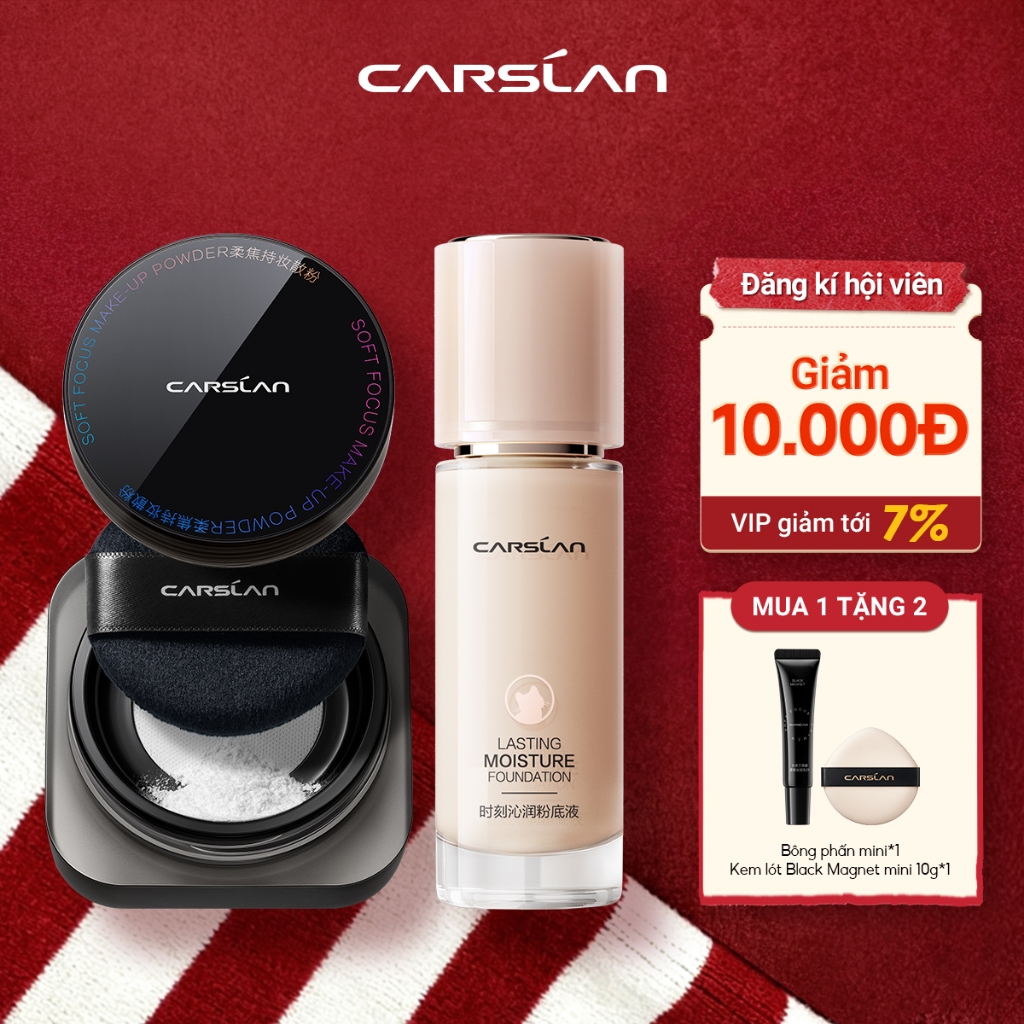 【Combo】Carslan Kem nền Lasting lâu dài 30g + Phấn phủ Black magnetic 8g