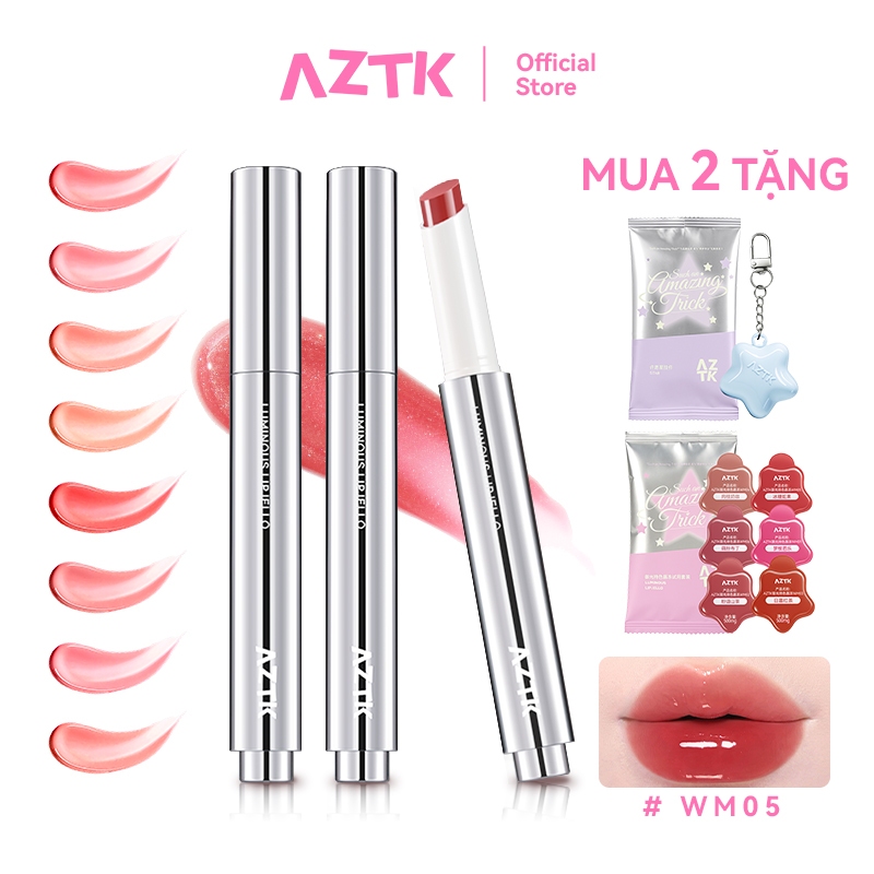 AZTK Son Thỏi Bóng Căng Bóng Mềm Môi Ẩm Mượt Tự Nhiên Màu Đẹp 1.9g