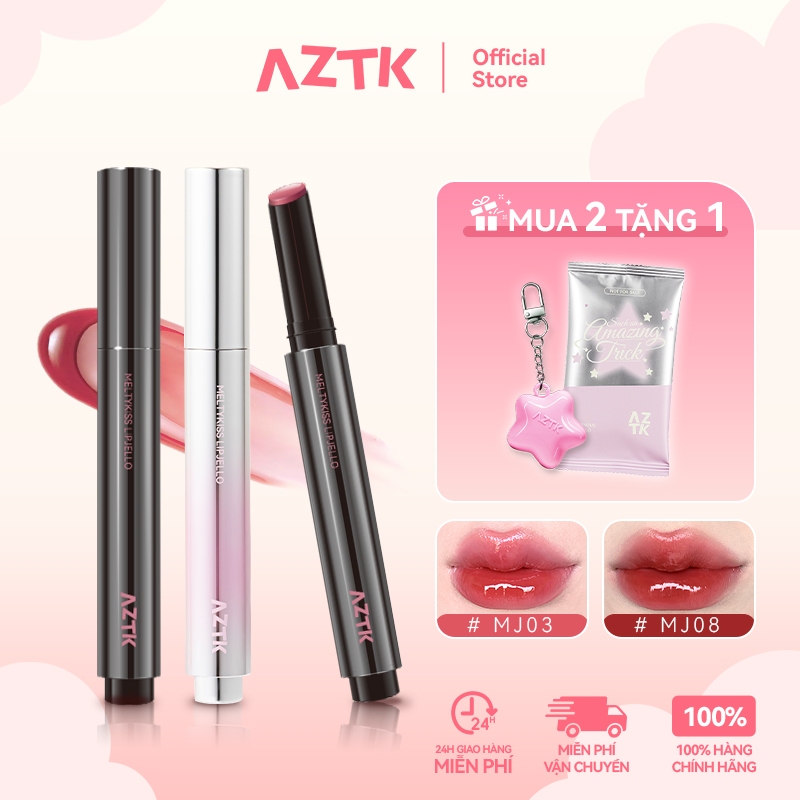 AZTK Son Thỏi Bóng Căng Bóng Mềm Môi Ẩm Mượt Tự Nhiên Màu Đẹp 1.9g