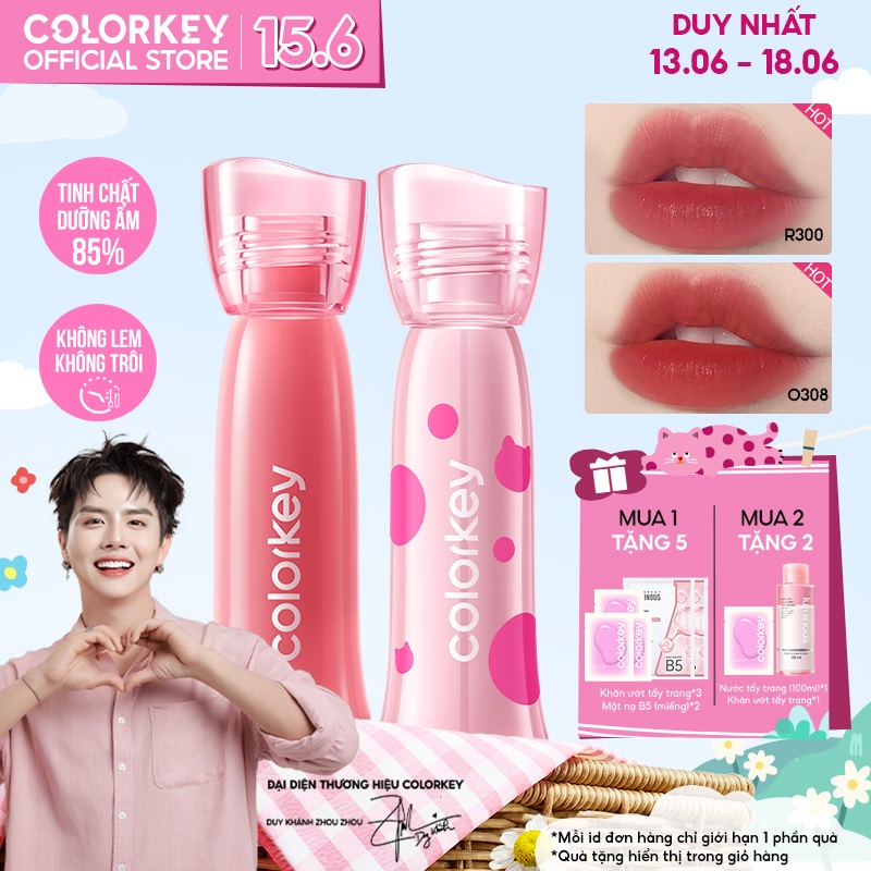 [MUA 2 TẶNG 1] Son COLORKEY Watery Tint, Lì Mịn Nhẹ Môi, Không Dính, Lâu Trôi, Dưỡng Ẩm 2.5g