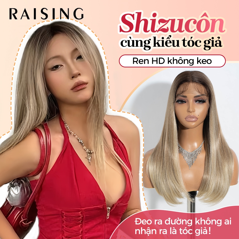 Shizucôn khuyên dùng-RAISING Tóc giả Cosplay tổng hợp Lace Front (Sẵn sàng đội ngay) — Hiệu ứng Ombré từ Nâu sẫm sang Vàng sáng Tóc giả tổng hợp Ombré dài 22 inch dành cho nữ, lý tưởng để đội hàng ngày Kiểu tóc giả được các influencer ưa chuộng
