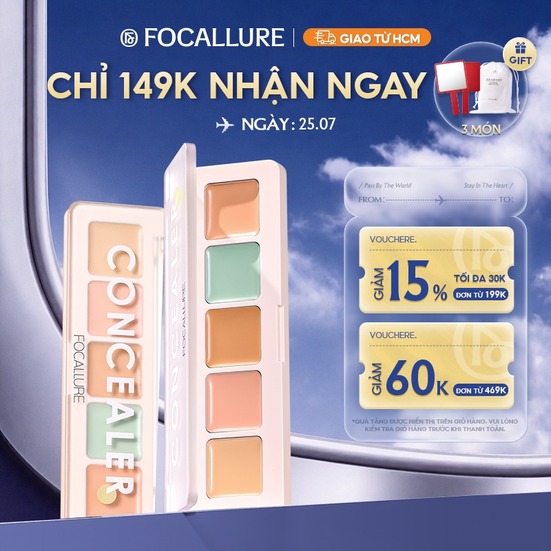 Kem che khuyết điểm Focallure độ che phủ cao chống thấm nước giữ màu lâu trôi 4.3g