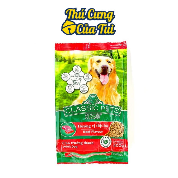 Thức Ăn Cho Chó Lớn Classic Adult Vị Thịt Bò Hạt Khô 400g - Thú Cưng Của Tui