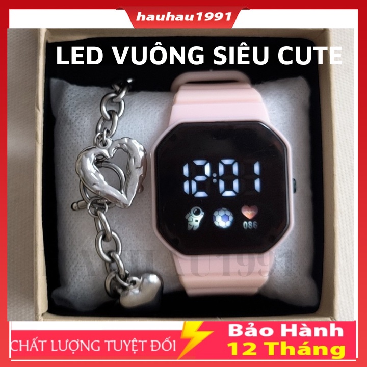 Đồng Hồ Điện Tử Màn Hình LED Vuông Chống Nước 8 Màu Thời Trang Cho Nam Và Nữ, Bảo Hành 12 Tháng