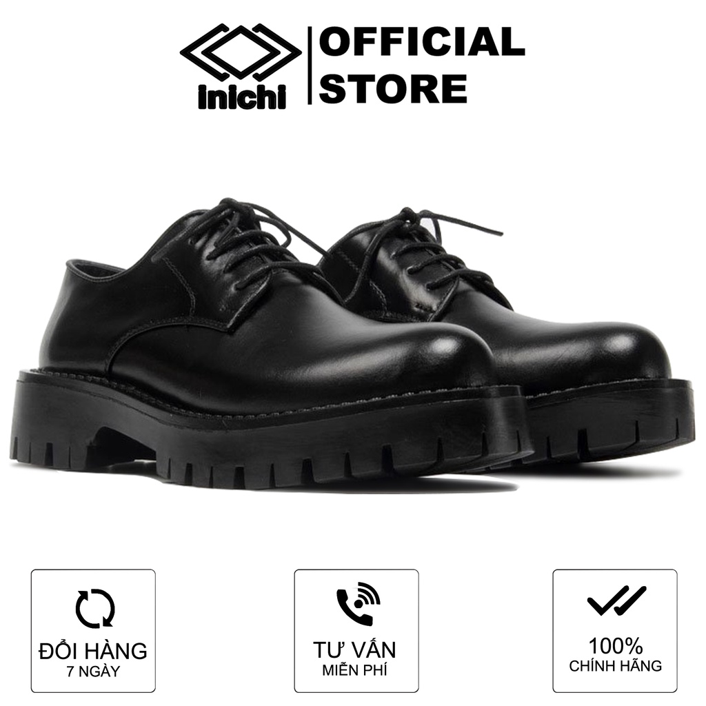 Giày da nam chunky derby cột dây thời trang INICHI G1112 da lì đế chunky thời trang