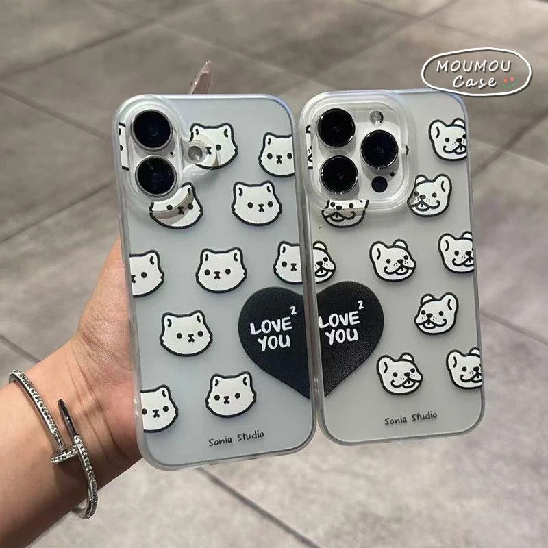 Ốp Lưng IPhone XR 16 11 13 15 14 12 Pro Max 15 8 16 7 Plus XS Max X SE Vỏ Cặp Đôi Trái Tim Tình Yêu Cún Con Sáng Tạo Hộp