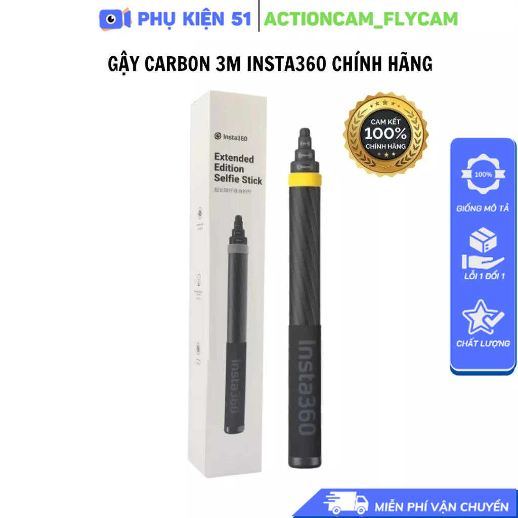Gậy 3 Mét INSTA360 Carbon fiber -Insta360 3m 9.8ft Extended Edition Selfie Stick