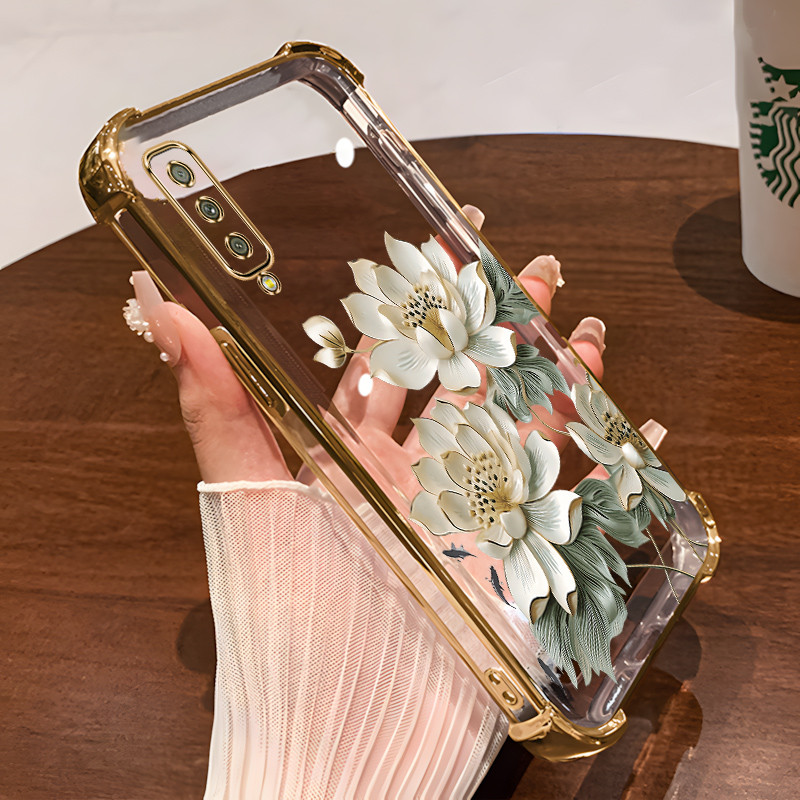 Ốp Lưng Cho Samsung A50 A50S A30S A70 A750 A7 2018 Vỏ Điện Thoại 2025 Dễ Thương Lotus Chống Rơi Đơn Giản Vỏ Mềm LH