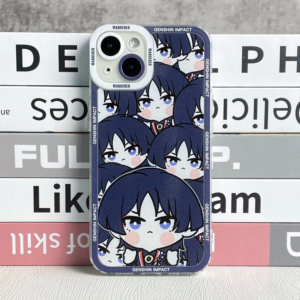 Ốp lưng iphone samsung xiaomi oppo cạnh vuông Mix lộn xộn Kẻ Lang Thang Wanderer Chibi Genshin Impact