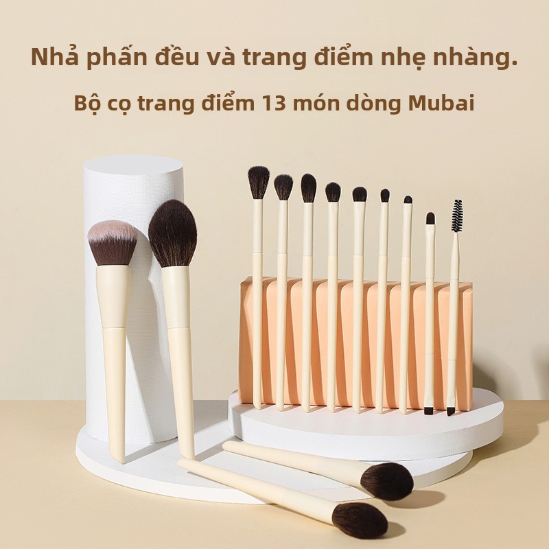 Bộ cọ trang điểm 13 món có tay cầm gỗ, Cọ phấn cọ phấn mắt phủ dạng bột,Dụng cụ làm đẹpTóc mềmbộ cọ ovw Cọ nền,Cọ má hồng,Cọ tô sáng,Cọ đánh phấn mũi cọ môi,Cọ chải lông mày