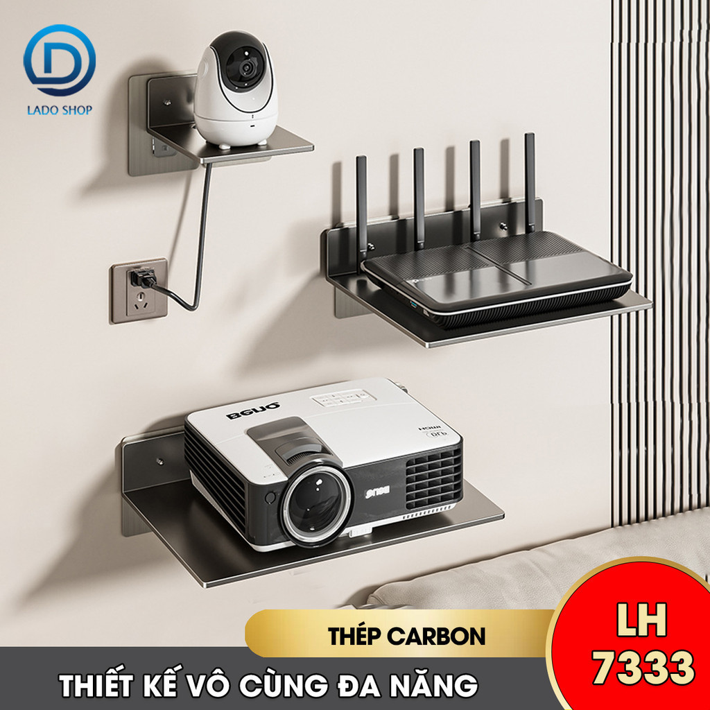 Giá đỡ bộ phát wifi treo tường LH-7333, giá đỡ camera, TV Box, máy chiếu nhiều kích cỡ + tặng miếng dán, tắt kê và vít
