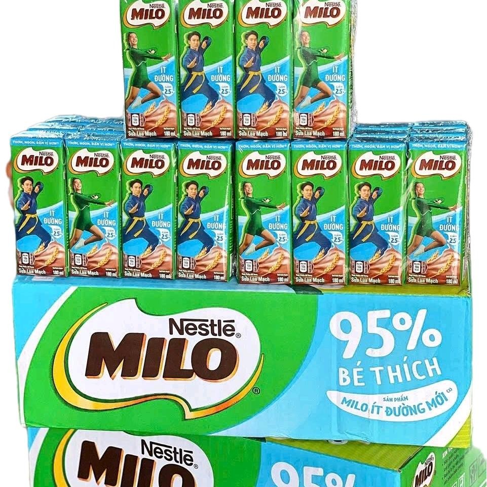 SIÊU SALE - SỮA MILO LÚA MẠCH ÍT ĐƯỜNG 180ML THÙNG 48 HỘP DATE XA 15.8.2026