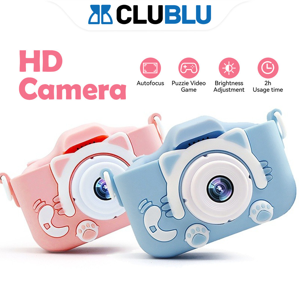-CLUBLU- Máy Ảnh Kỹ Thuật Số Mini Mèo Camera-007 Cute Có Thể Sạc Lại Chống Sốc Cao Cấp Cho Bé