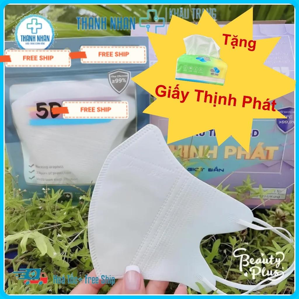 [Combo 100 Cái] Khẩu Trang 5D Tấn Phát,Thịnh Phát, Màu Trắng Đen,Chống Nắng,Chống Bụi,Chống Tia UV,Hàng Chính Hãng Cty.