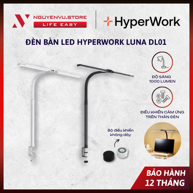 [FULL VAT] Đèn bàn LED HyperWork Luna - HPW DL01 - Hàng Chính Hãng