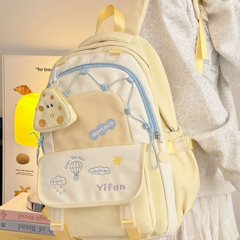 Ba lô học sinh trung học cơ sở phong cách đại học ba lô nhẹ dung tích lớn ba lô nhỏ xinh cho nữ