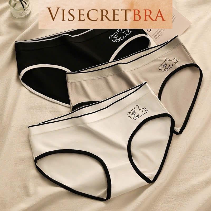 Quần Lót Nữ Quần Trong Nữ Chất Thun Cotton Co Giãn Kèm Họa Tiết Gấu Xinh Xắn -- VN241206K Women