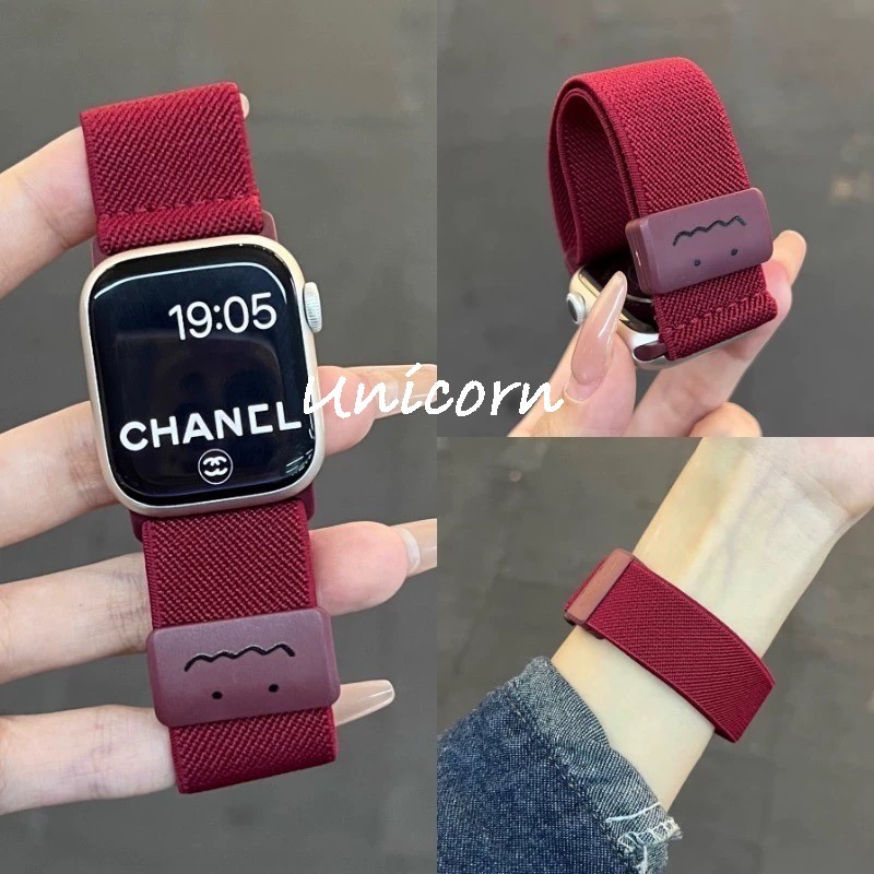 Dây đeo Nylon có khóa từ tính dễ thương cho Iwatch Apple Watch SE 2 Series 10 42mm 46mm 9 8 7 6 SE 5 4 41mm 40mm 49mm 45mm