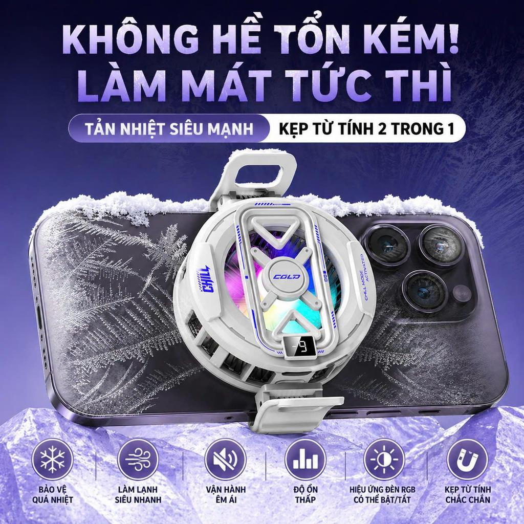 Tản Nhiệt Điện Thoại Sò Lạnh Từ Tính K50 / K51 / K52 / K55 / K56 / K62 - Tặng kèm cáp Type C+ Kẹp lưng+ Nam châm từ tính