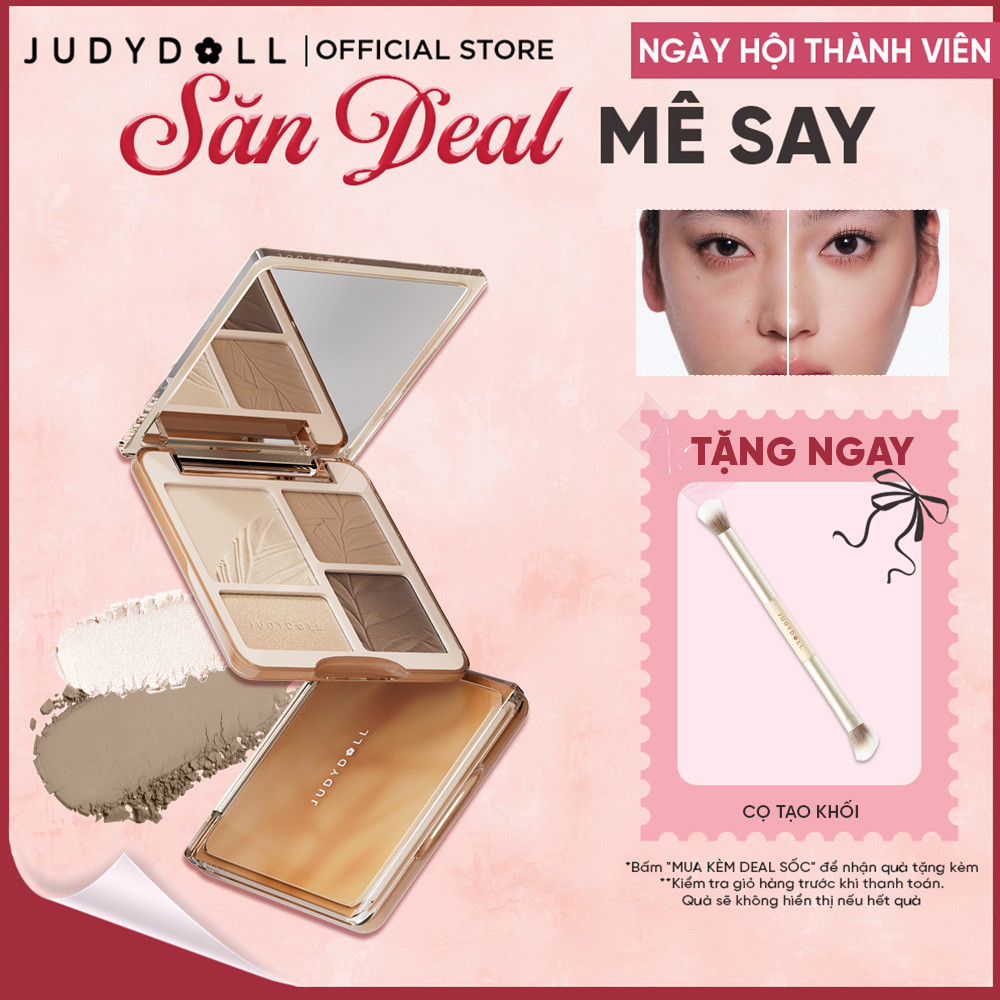 Bảng Phấn Tạo Khối Bắt Sáng 4 Ô JUDYDOLL Highlight & Contour Palette Mỏng Mịn Dễ tán Chuẩn màu 3D Lâu trôi 9g