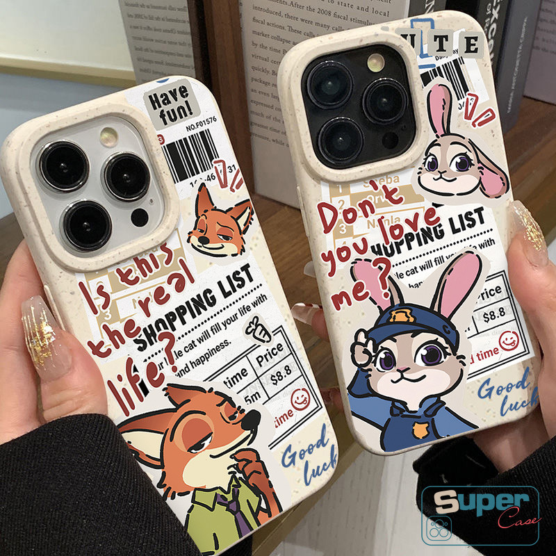 Ốp Lưng Tương Thích Cho IPhone 13 17 16 11 15 14 12 Pro Max XR Air X XS Max 12 17 16 7 13 Pro 14 15 6 6s 16 8 Plus SE 2020 Cặp Đôi Thời Trang Dễ Thương Fox Bunny Letter Doodle Bìa mềm