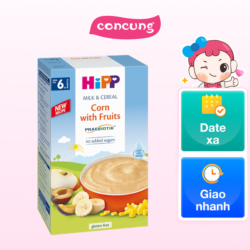 Bột dinh dưỡng HiPP vị sữa, bắp, hoa quả