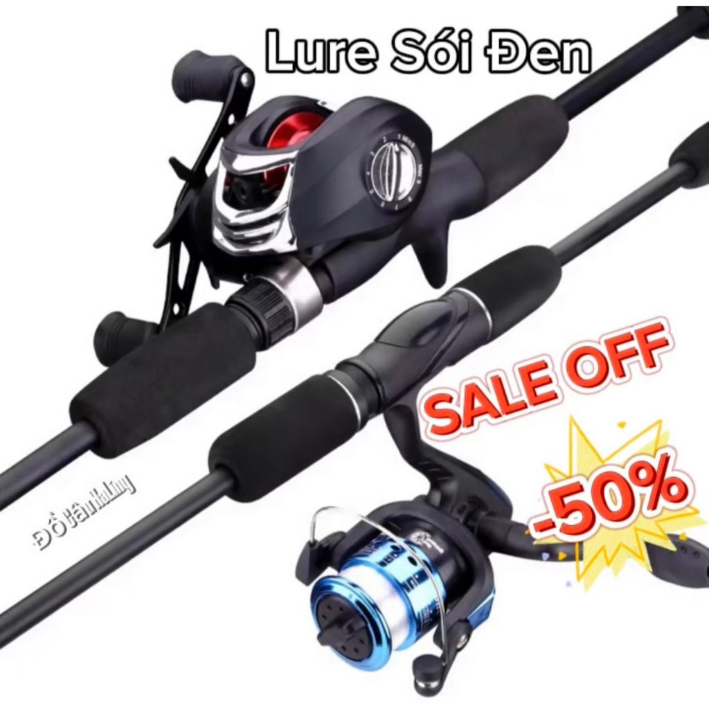[ Sale Chỉ Bán Cần ] Cần Câu Lure SÓI ĐEN Dùng Cho Máy Ngang Máy Đứng Dài 1m65 1m8 2m1, Cần Câu Lure Máy Ngang
