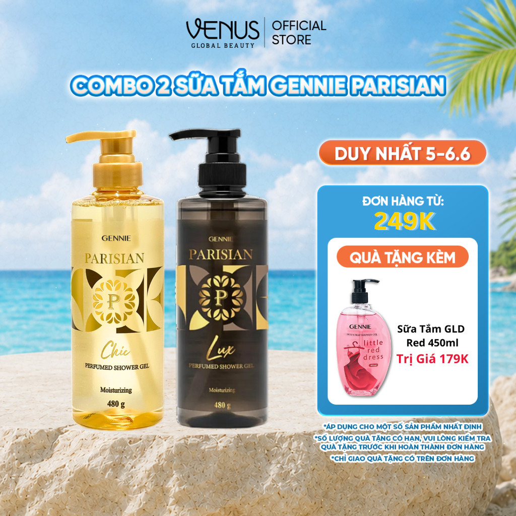 [MUA 1 NHẬN VỀ 3] Combo 02 Sữa Tắm Nước hoa Nữ Gennie Parisian 480ml Hương Thơm Sang Trọng, Quyến Rũ
