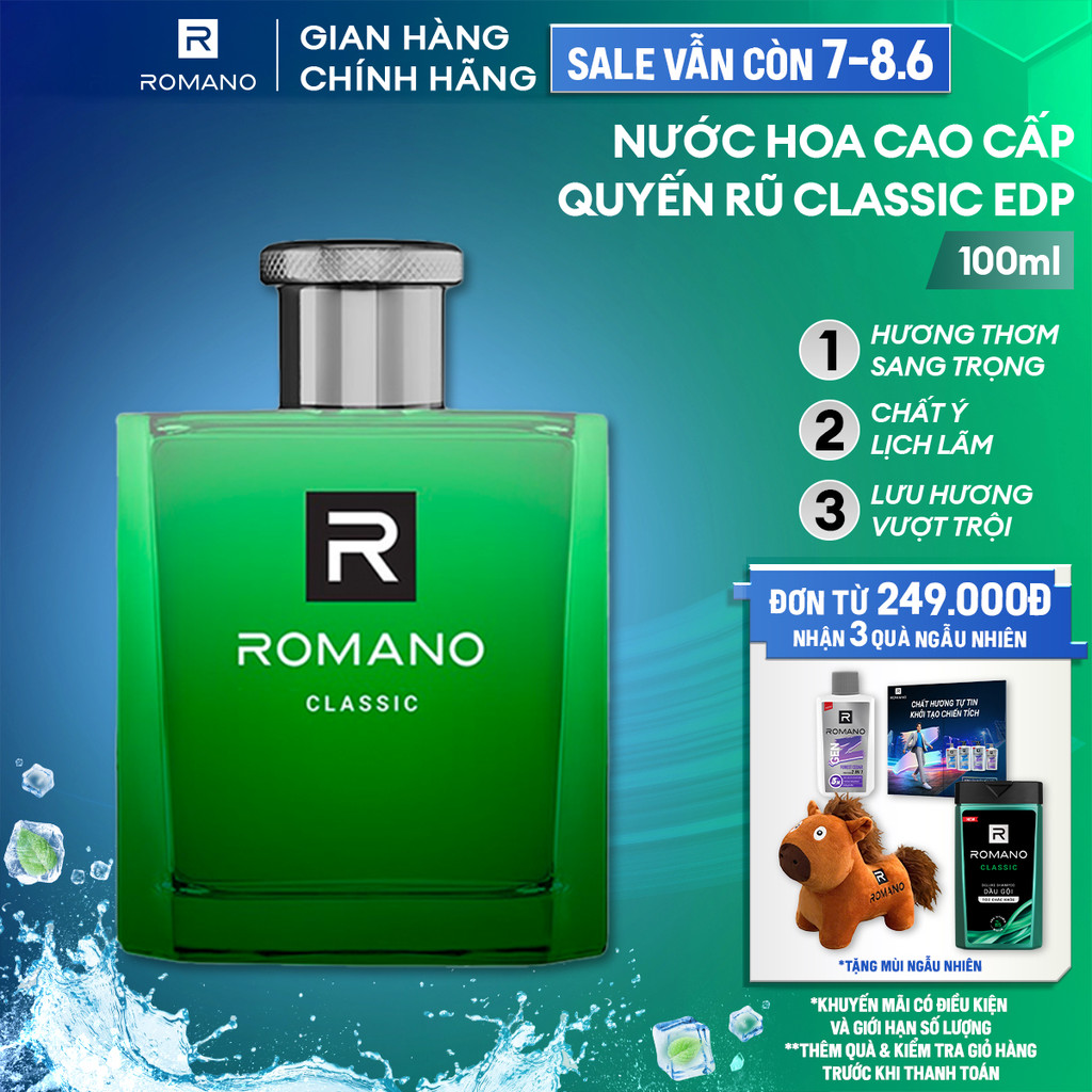 Nước hoa nam cao cấp dành cho nam Romano Classic hương thơm cổ điển mạnh mẽ 100ml/chai