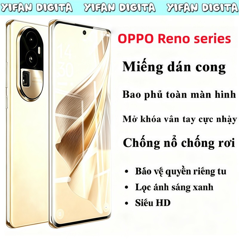 Kính cường lực cong chống nổ cho OPPO Reno 4 5 6 Pro 10 11 12 13 14 F Pro 5G 7Z 8 Z 8T Plus