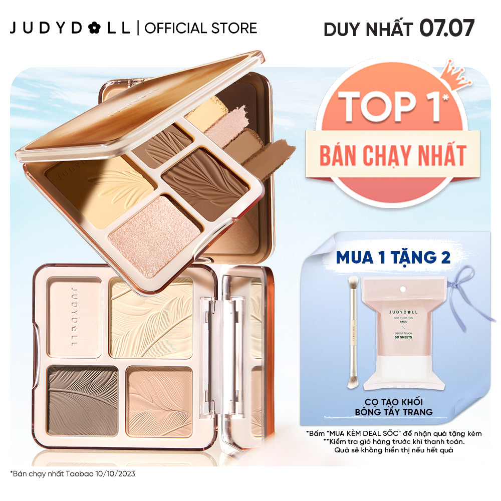 Bảng Phấn Tạo Khối Bắt Sáng 4 Ô JUDYDOLL Highlight & Contour Palette Mỏng Mịn Dễ tán Chuẩn màu 3D Lâu trôi 9g