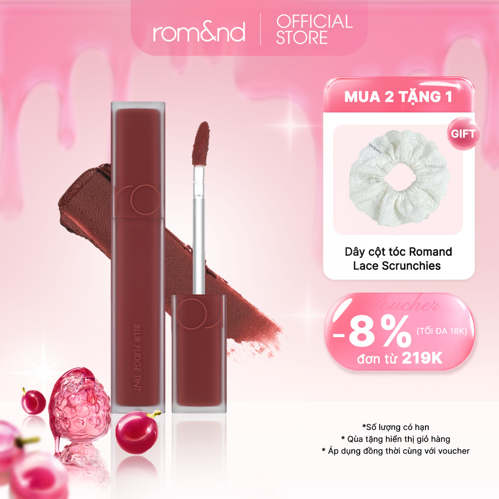 [Rom&nd] Son kem siêu lì, cho đôi môi mịn mượt Hàn Quốc Romand Blur Fudge Tint 5g