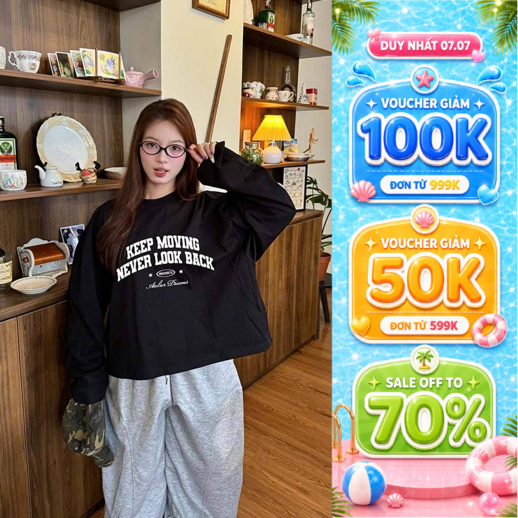 Áo thun boxy tay dài basic style in chữ BST Miucho mềm mại cao cấp dày dặn đứng form in mix